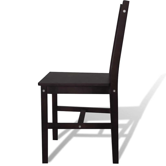 Dining Chair | Set of 4 | Dark Brown | Solid Pine Wood | Standard