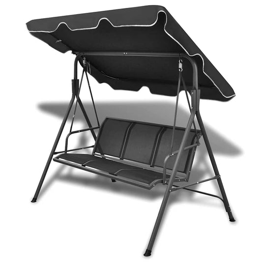 Porch Swing | Black | Powder-coated steel, polyester, PVC | Large