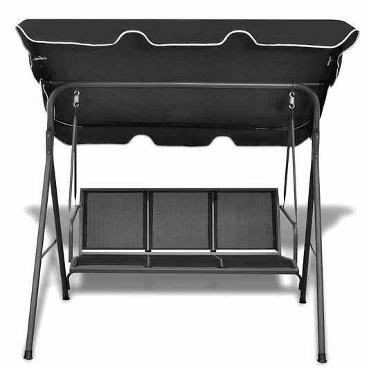 Porch Swing | Black | Powder-coated steel, polyester, PVC | Large