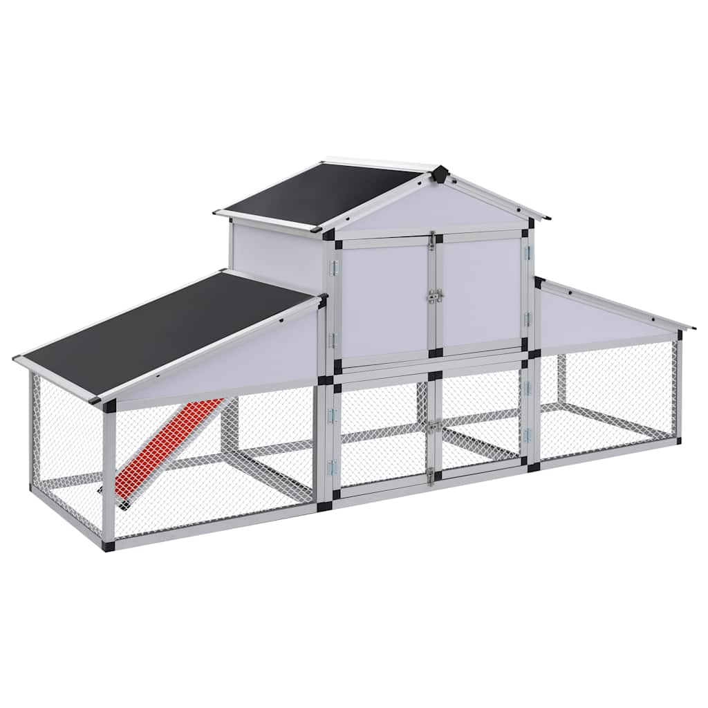 Chicken Coop Silver, Black Aluminum, Iron wire mesh, MDF Large
