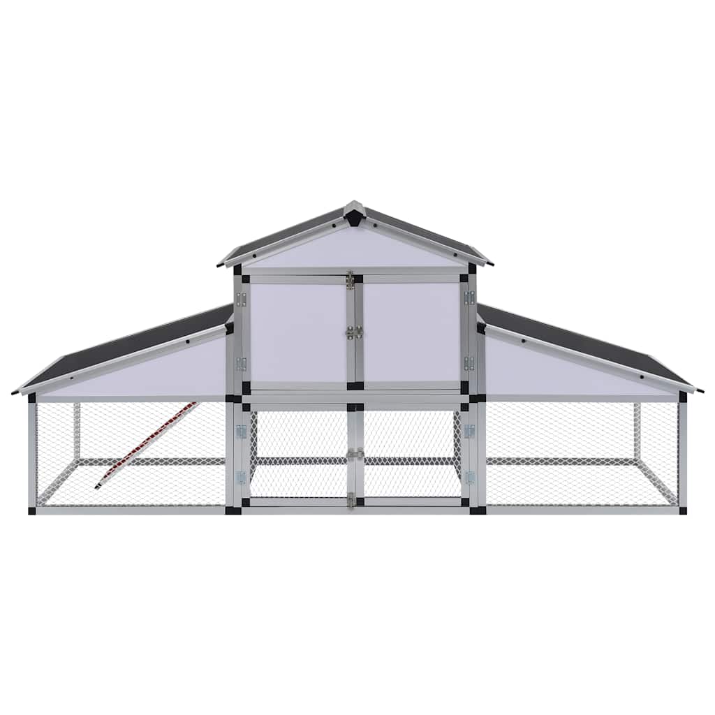 Chicken Coop Silver, Black Aluminum, Iron wire mesh, MDF Large