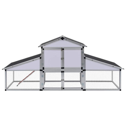 Chicken Coop Silver, Black Aluminum, Iron wire mesh, MDF Large