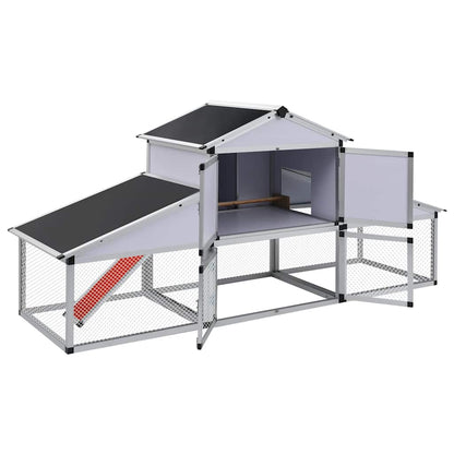 Chicken Coop Silver, Black Aluminum, Iron wire mesh, MDF Large