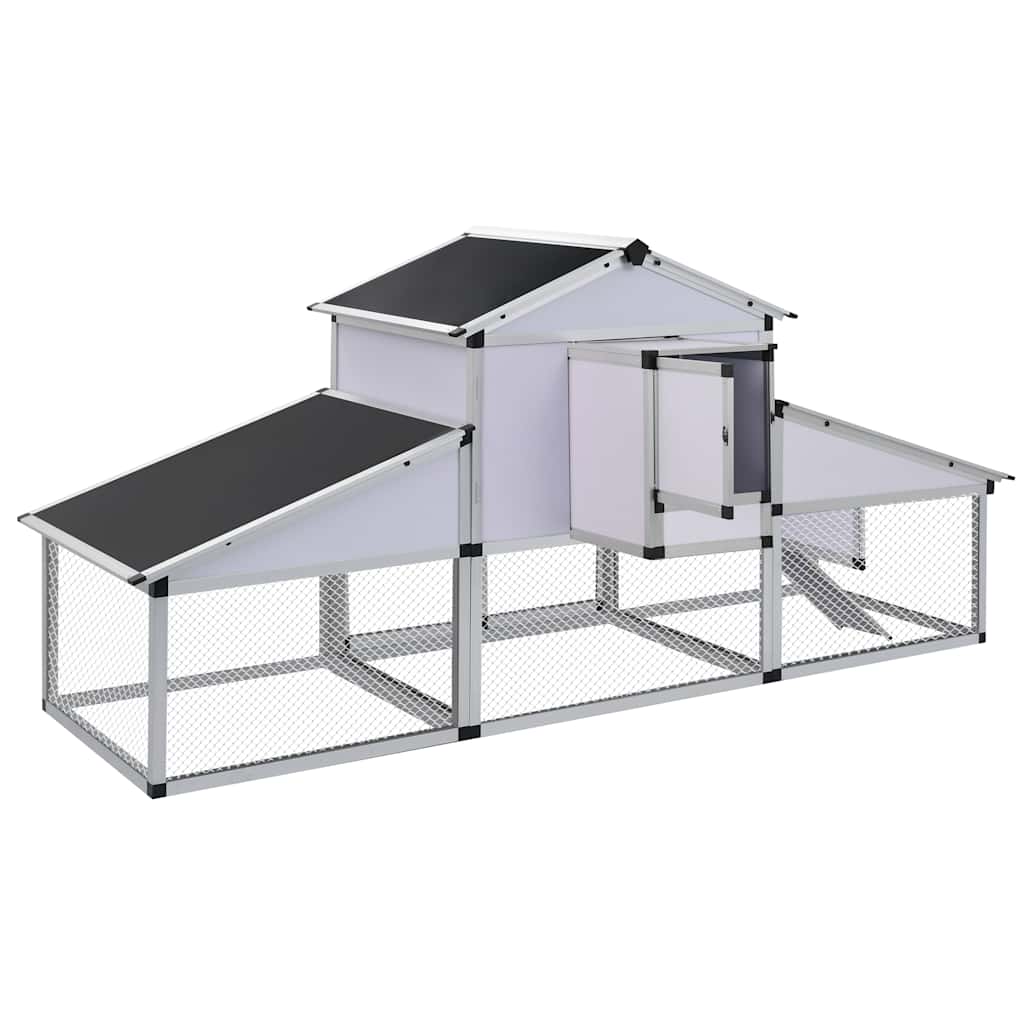 Chicken Coop Silver, Black Aluminum, Iron wire mesh, MDF Large