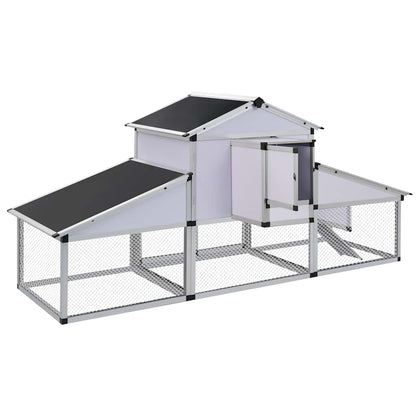 Chicken Coop Silver, Black Aluminum, Iron wire mesh, MDF Large