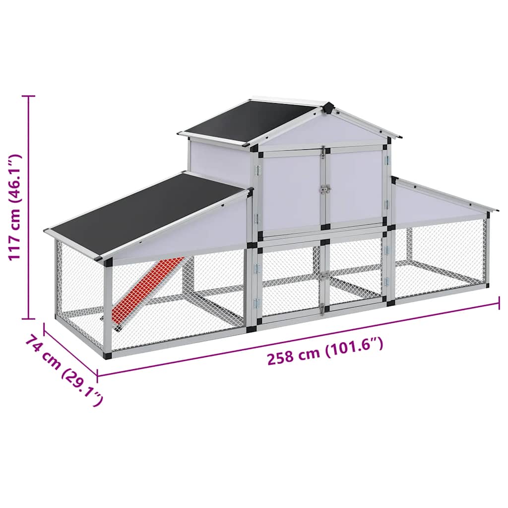Chicken Coop Silver, Black Aluminum, Iron wire mesh, MDF Large