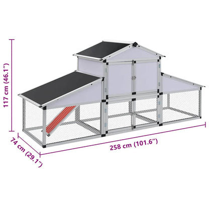 Chicken Coop Silver, Black Aluminum, Iron wire mesh, MDF Large
