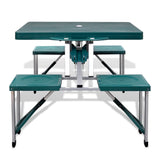 Foldable Camping Table Set with 4 Stools Aluminium Extra Light Green