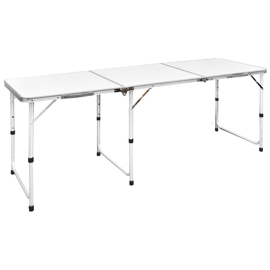Foldable Camping Table Height Adjustable Aluminium 180 x 60 cm
