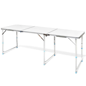 Foldable Camping Table Height Adjustable Aluminium 180 x 60 cm