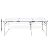 Foldable Camping Table Set with 6 Stools Height Adjustable 180x60cm