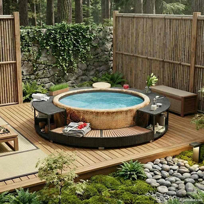 Hot Tub Surround Black Poly Rattan