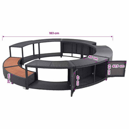 Hot Tub Surround Black Poly Rattan