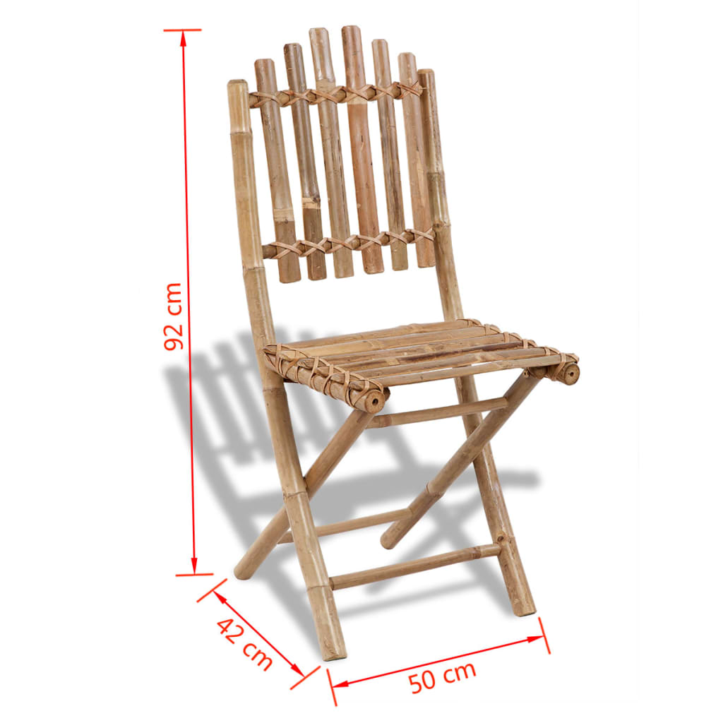 Folding Patio Chairs 2 pcs Bamboo