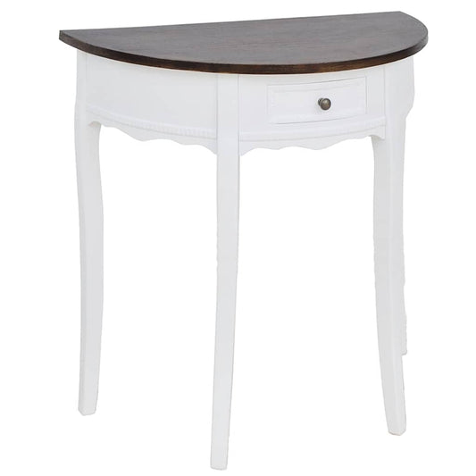 Console Table | White body with brown top | MDF and Pine | Compact