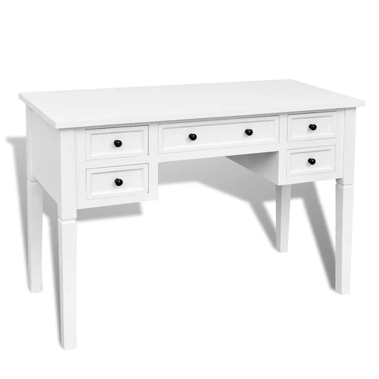 241533 White Writing Desk with 5 Drawers