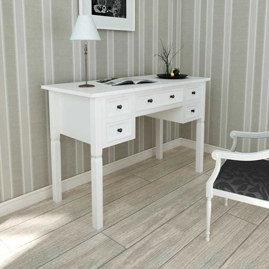 241533 White Writing Desk with 5 Drawers