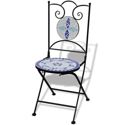 Garden Chair | Set of 2 | Blue and White | Powder-coated iron and ceramic