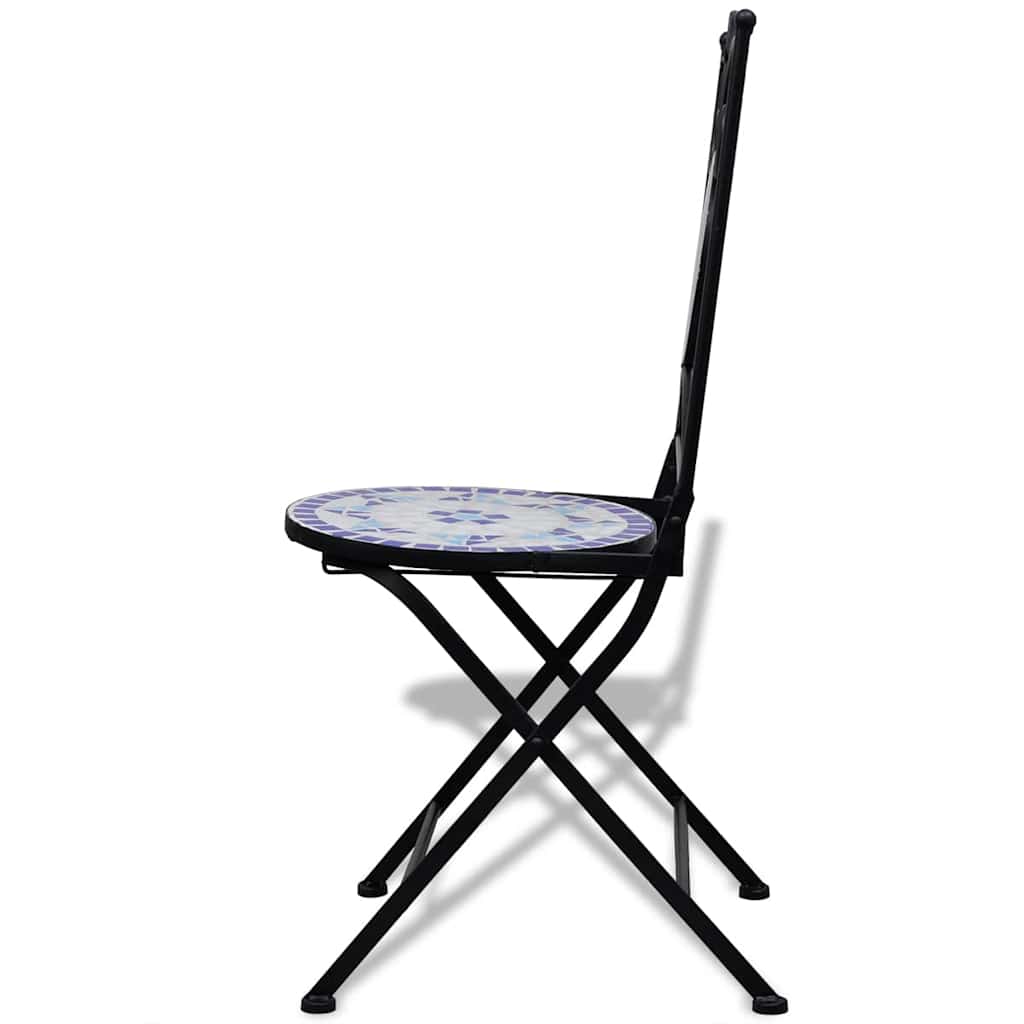 Garden Chair | Set of 2 | Blue and White | Powder-coated iron and ceramic