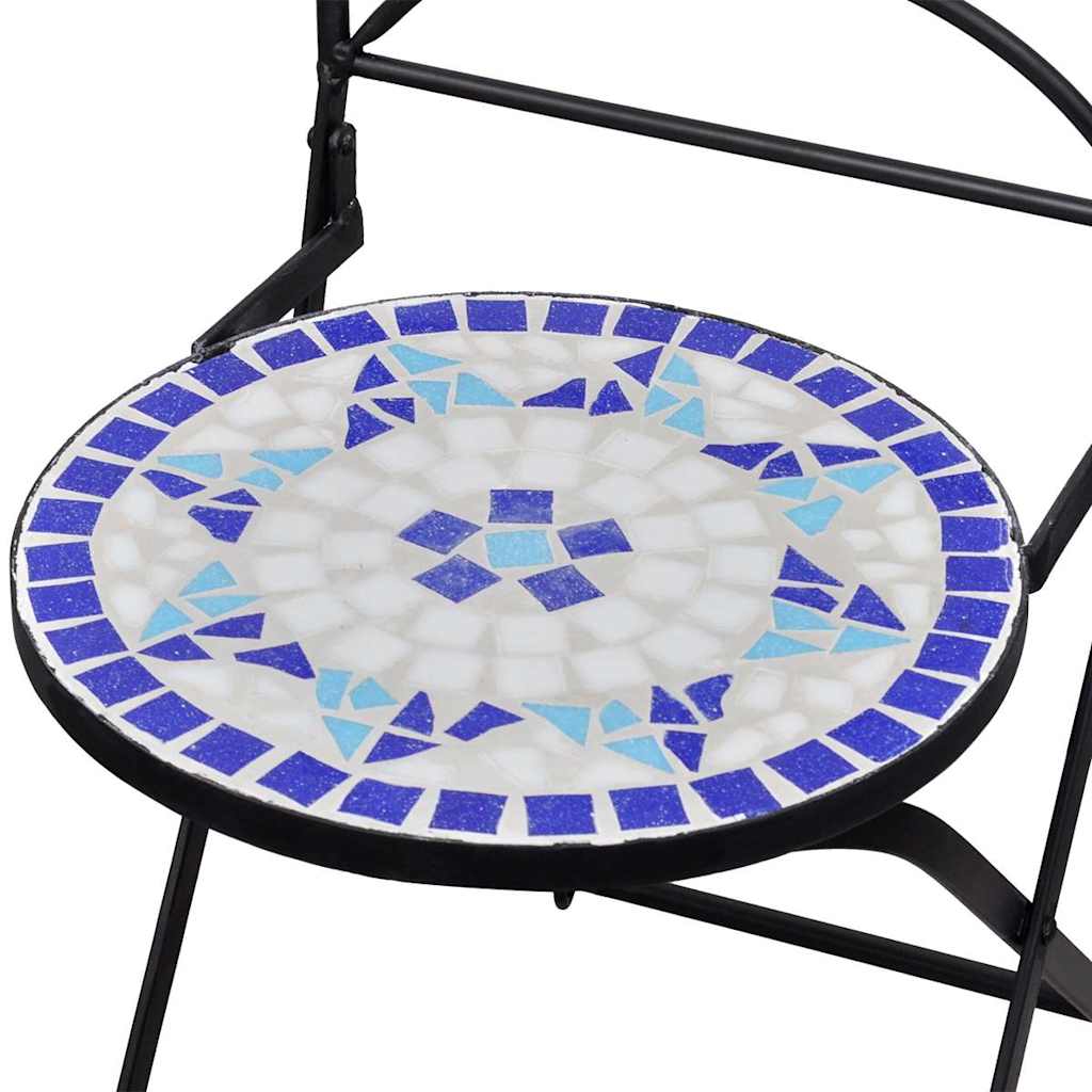 Garden Chair | Set of 2 | Blue and White | Powder-coated iron and ceramic