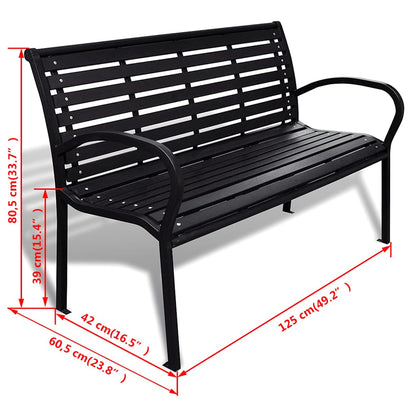 Garden Bench | Black | Steel | 125 cm | Heavy Duty