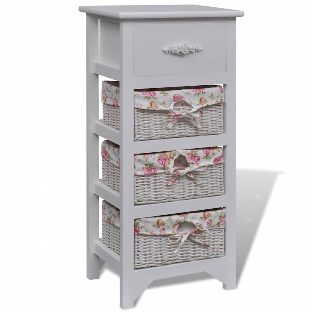 Storage Rack | White | Solid Paulownia Wood and MDF | Compact | Cabinet