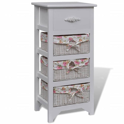 Storage Rack | White | Solid Paulownia Wood and MDF | Compact | Cabinet