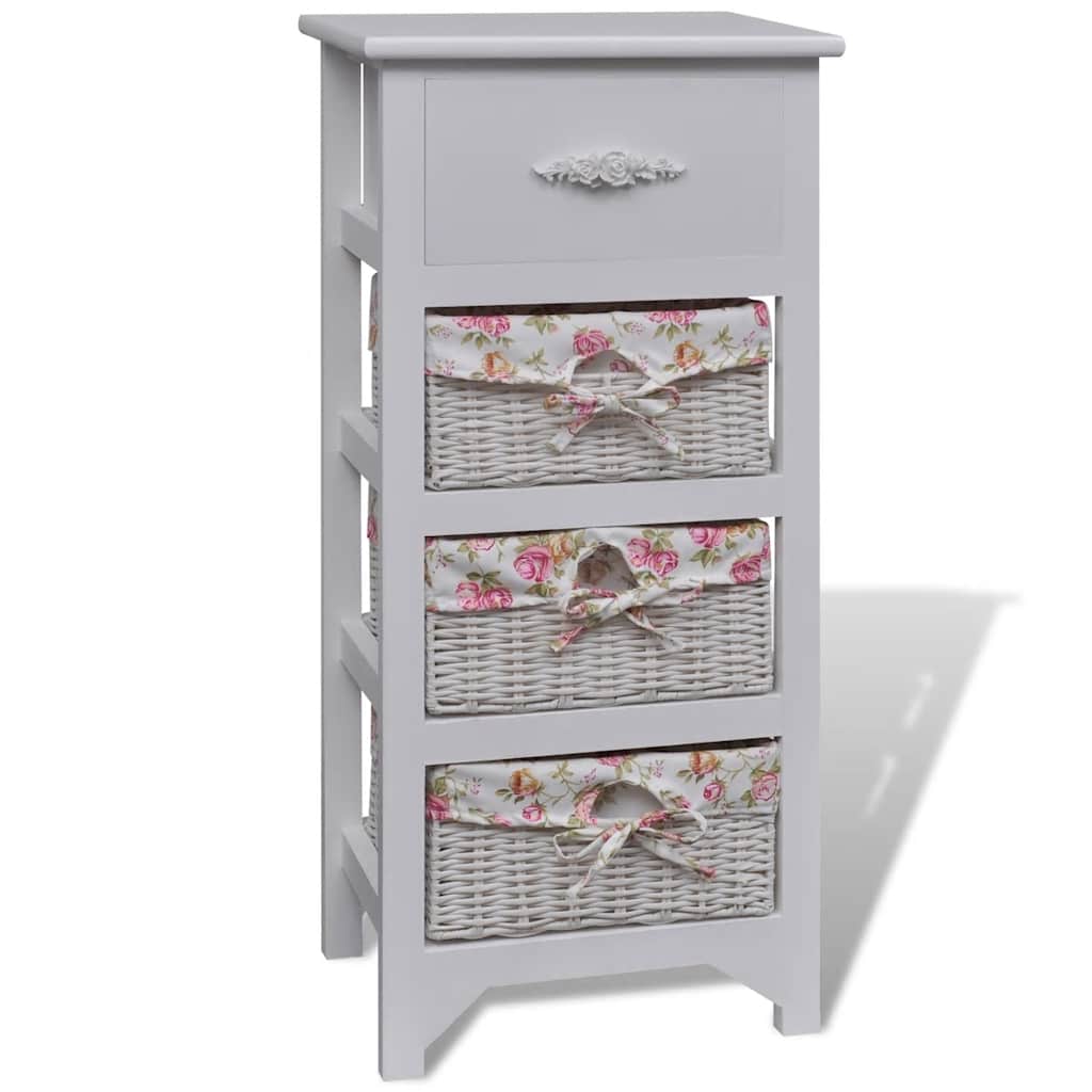 Storage Rack | White | Solid Paulownia Wood and MDF | Compact | Cabinet