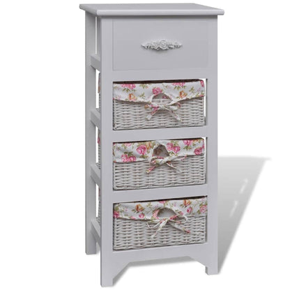 Storage Rack | White | Solid Paulownia Wood and MDF | Compact | Cabinet