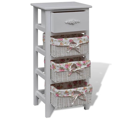 Storage Rack | White | Solid Paulownia Wood and MDF | Compact | Cabinet