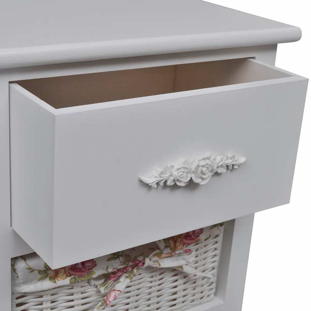 Storage Rack | White | Solid Paulownia Wood and MDF | Compact | Cabinet
