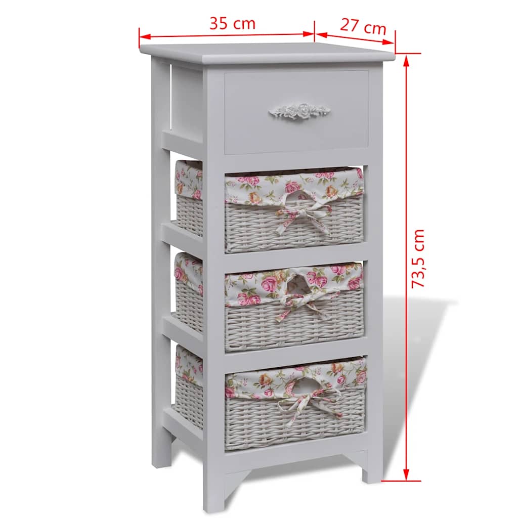 Storage Rack | White | Solid Paulownia Wood and MDF | Compact | Cabinet