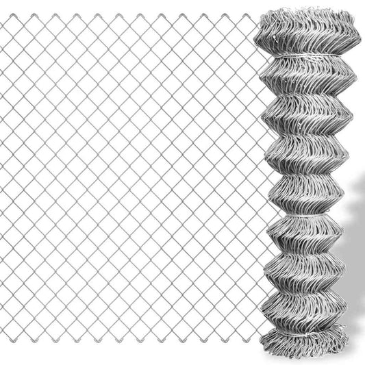 141490 vidaXL Chain Link Fence Galvanised Steel 25x0,8 m Silver