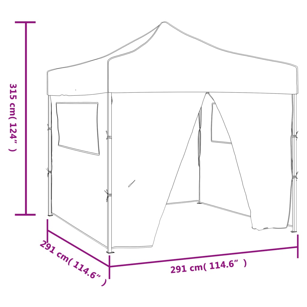 Foldable Tent 3x3 m with 4 Walls Cream