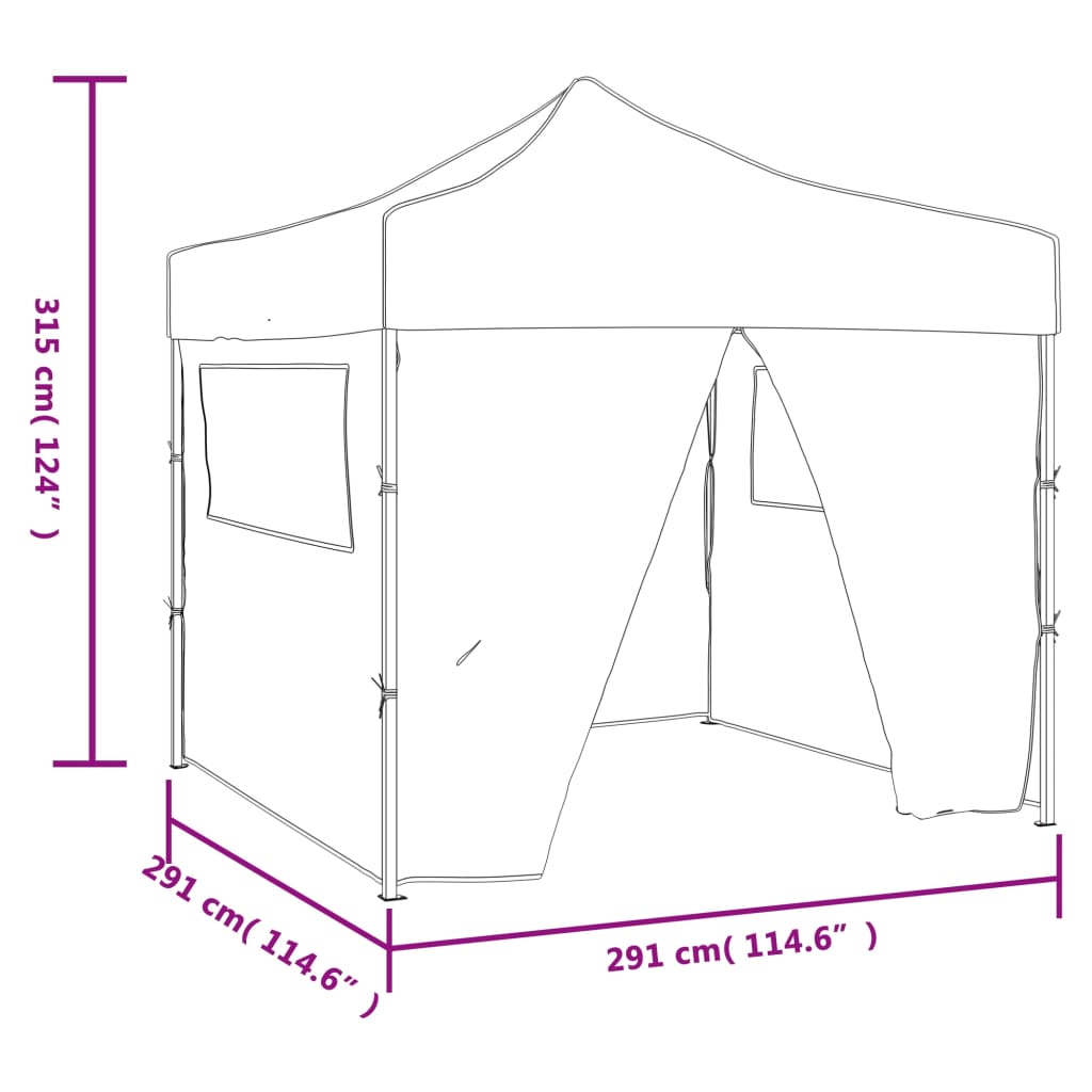 Foldable Tent 3x3 m with 4 Walls Green