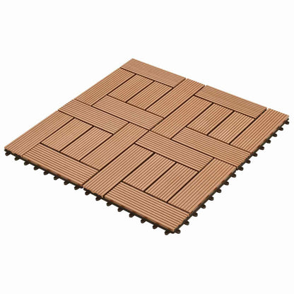 Decking Tile 11 pcs Brown 30 x 30 cm WPC