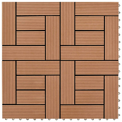 Decking Tile 11 pcs Brown 30 x 30 cm WPC