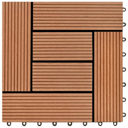 Decking Tile 11 pcs Brown 30 x 30 cm WPC