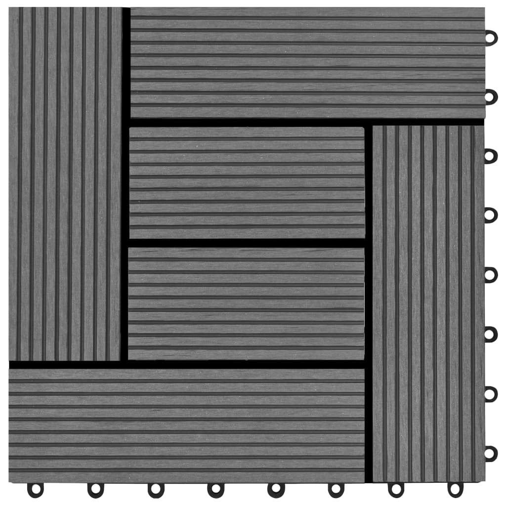 Grey 11 pcs 30 x 30 cm Decking Tiles WPC 1 sqm