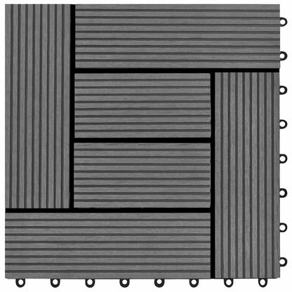 Decking Tile 11 pcs Grey 30 x 30 cm WPC