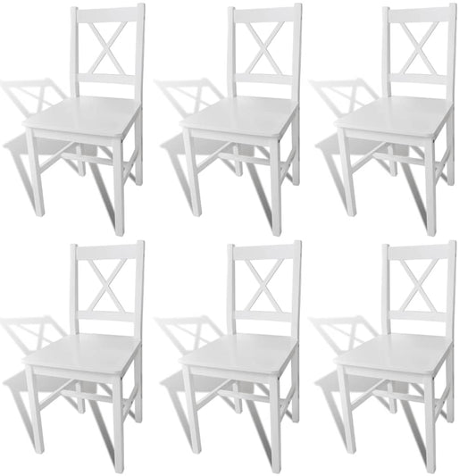 Dining Chair | Set of 6 | White | Solid pine wood | Standard | Comfy