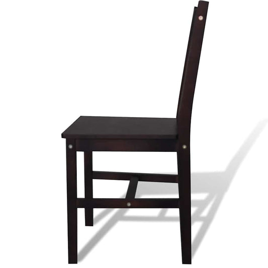 Dining Chair | Set of 6 | Dark Brown | Solid Pine Wood | Standard