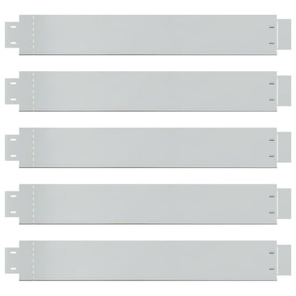 141596 Set of 5 Flexible Lawn Fence Galvanised Steel 100 x 14 cm