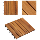 10 pcs Acacia Decking Tiles 30 x 30 cm Vertical Pattern