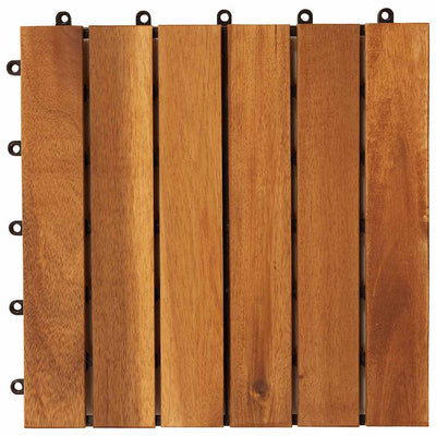 10 pcs Acacia Decking Tiles 30 x 30 cm Vertical Pattern