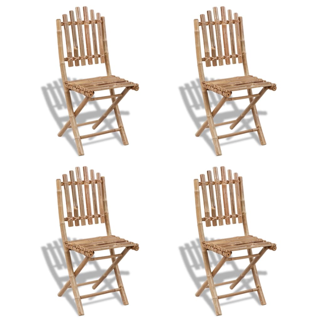 Foldable Patio Chairs Bamboo 4 pcs