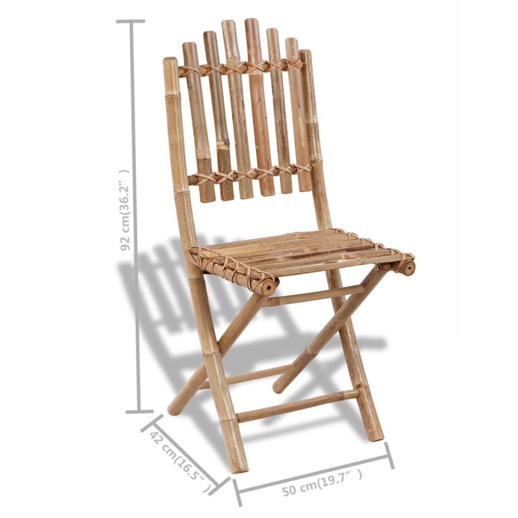 Foldable Patio Chairs Bamboo 4 pcs