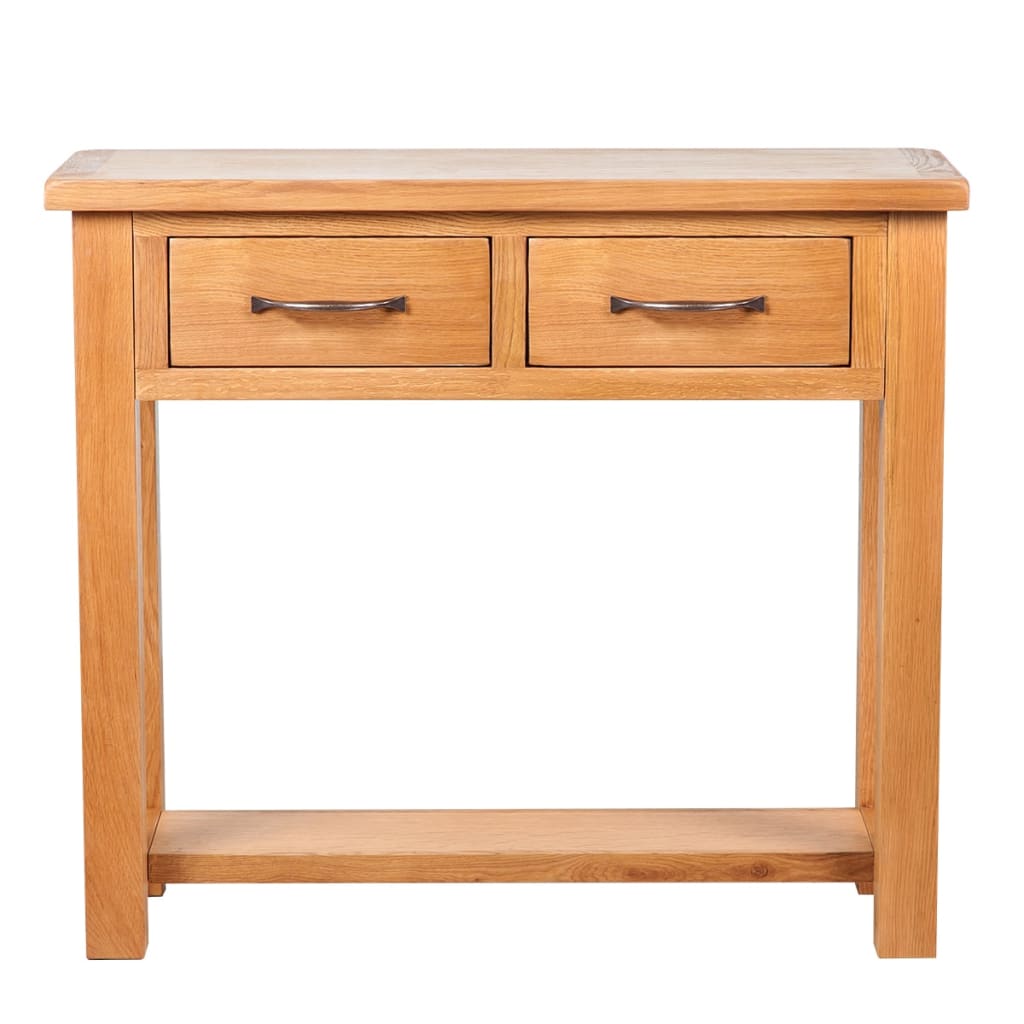 Console Table | Brown | Solid Oak Wood | Compact | Storage