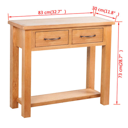 Console Table | Brown | Solid Oak Wood | Compact | Storage