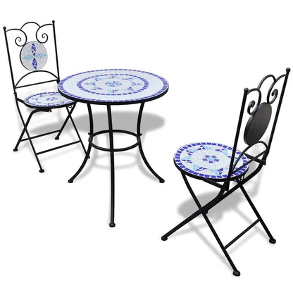 Patio Furniture | Blue and White | Powder-coated iron and ceramic tile